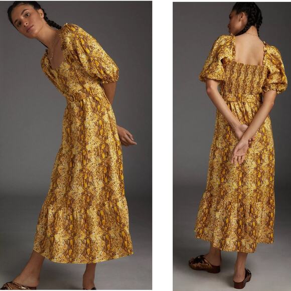 Faithfull the Brand Anthropologie Dawn Linen Dress Size 6 Medium - Picture 2 of 10